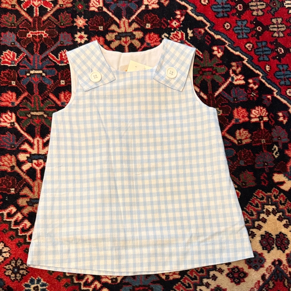 Beaufort Bonnet Girls' Light Blue Gingham jumper 12-18 months